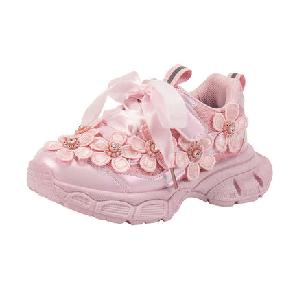 Little Girls Sneakers Kids Walking Fashion Faux Leather Sneakers