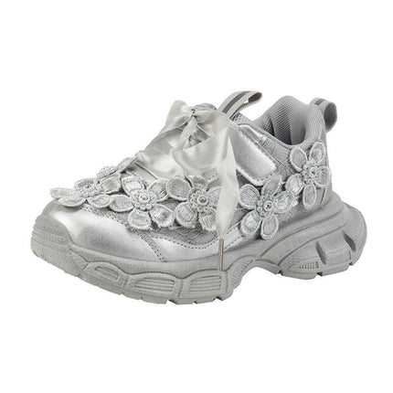 Little Girls Sneakers Kids Walking Fashion Faux Leather Sneakers