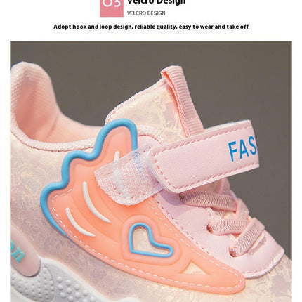 Little Girls Faux Leather Sneakers Outdoor Running Sports Sneakers