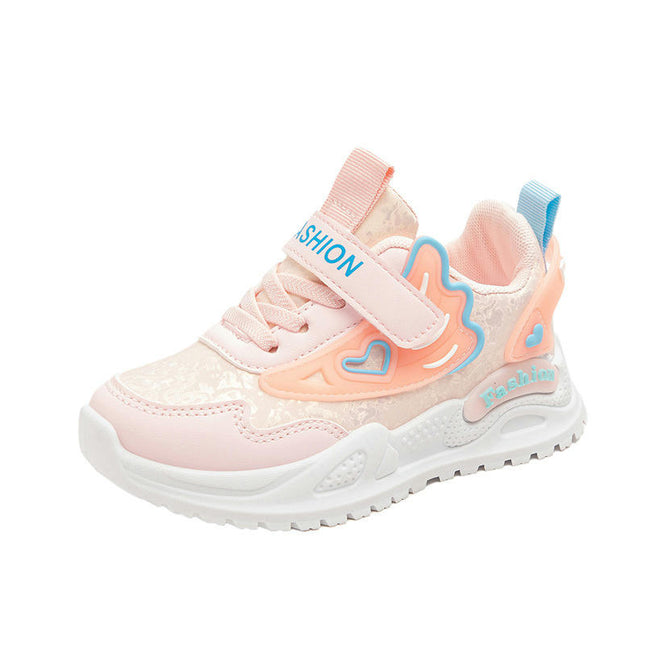 Little Girls Faux Leather Sneakers Outdoor Running Sports Sneakers