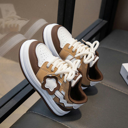 Girls Faux Leather Sneakers Kids Athletic Sport Walking Sneaker