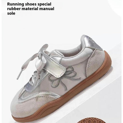 Girls Faux Leather Sneakers Casual Childrens Non Slip Sneakers