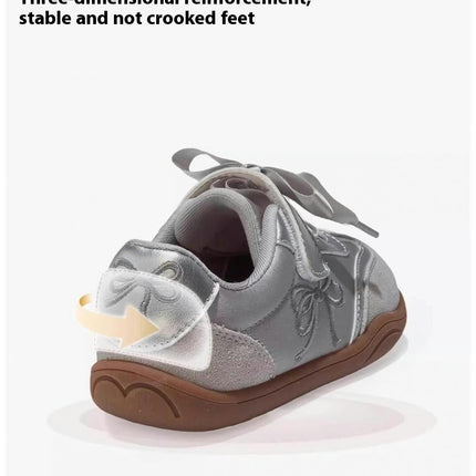 Girls Faux Leather Sneakers Casual Childrens Non Slip Sneakers