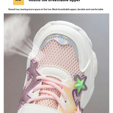 Kids Girls Fashion Sneakers Mesh Breathable Lightweight Sneakers