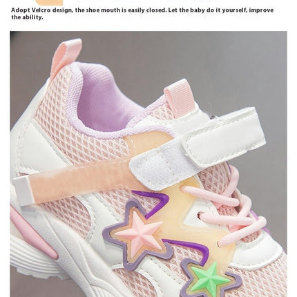 Kids Girls Fashion Sneakers Mesh Breathable Lightweight Sneakers