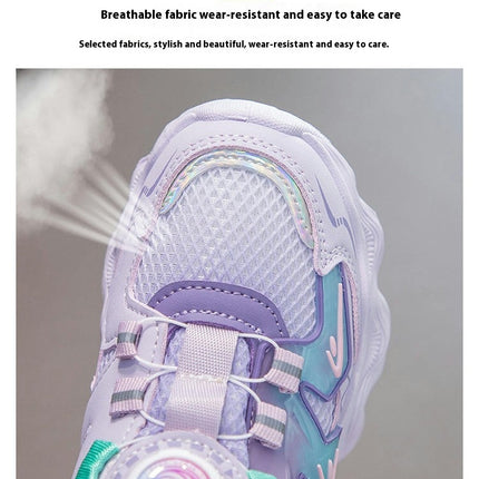 Fashion Girls Kids Walking Shoes Faux Leather Breathable Sneakers