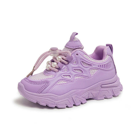 Girls Tied Walking Sneakers Fashion Kids Lightweight Athletic Shoes