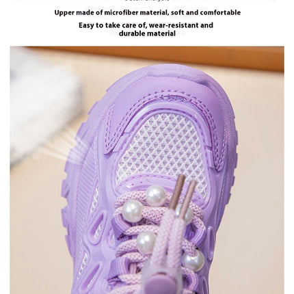 Girls Tied Walking Sneakers Fashion Kids Lightweight Athletic Shoes