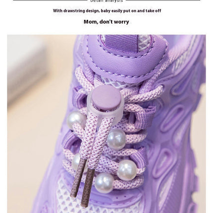Girls Tied Walking Sneakers Fashion Kids Lightweight Athletic Shoes