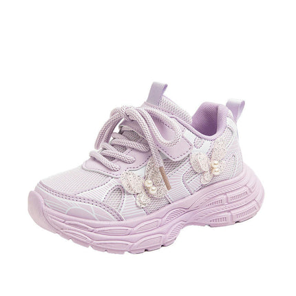 Kids Sneakers for Girls Thick Sole Non Slip Faux Leather Sneakers