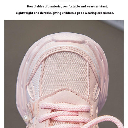 Kids Sneakers for Girls Thick Sole Non Slip Faux Leather Sneakers