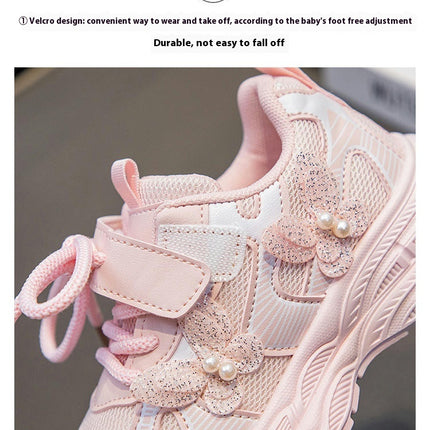 Kids Sneakers for Girls Thick Sole Non Slip Faux Leather Sneakers