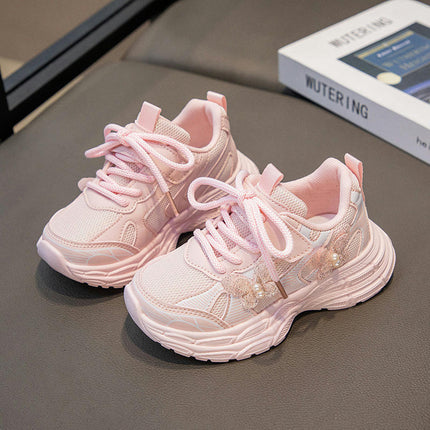 Kids Sneakers for Girls Thick Sole Non Slip Faux Leather Sneakers