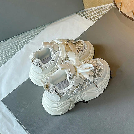Toddler Girls Non Slip Faux Leather Lightweight Chunky Sneakers