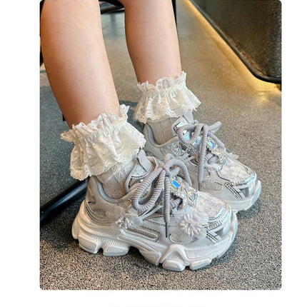 Toddler Girls Flower Running Thick Soft Sole Non Slip Sneakers