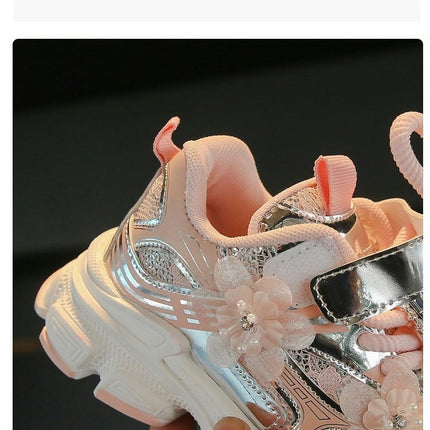 Toddler Girls Flower Running Thick Soft Sole Non Slip Sneakers