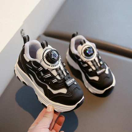 Fashion Faux Leather Children Sports Shoes Boys Thick Sole Sneakers