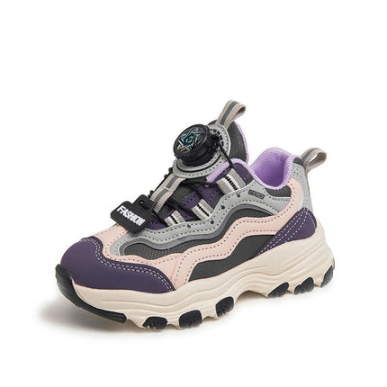 Fashion Faux Leather Children Sports Shoes Boys Thick Sole Sneakers