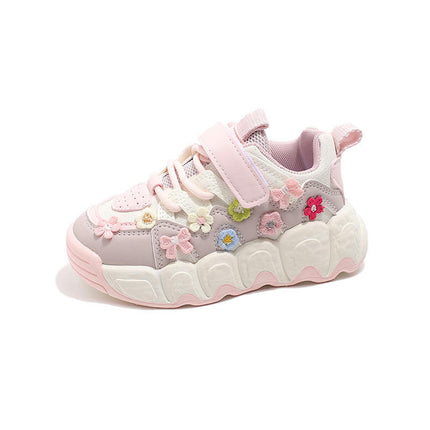 Girl Sneakers Fashion Toddler Faux Leather Chunky Non Slip Sneakers