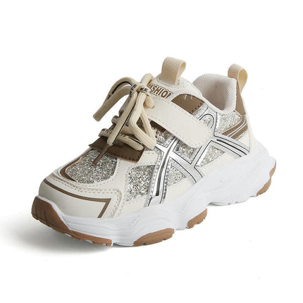 Kids Girls Running Shoes Faux Leather Fashion Cute Sequined Sneakers