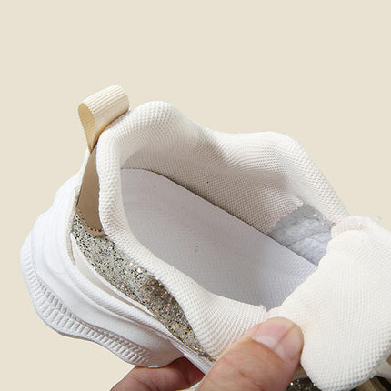Kids Girls Running Shoes Faux Leather Fashion Cute Sequined Sneakers