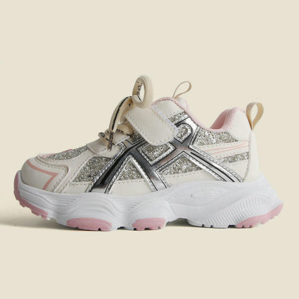 Kids Girls Running Shoes Faux Leather Fashion Cute Sequined Sneakers
