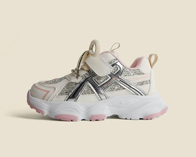 Kids Girls Running Shoes Faux Leather Fashion Cute Sequined Sneakers