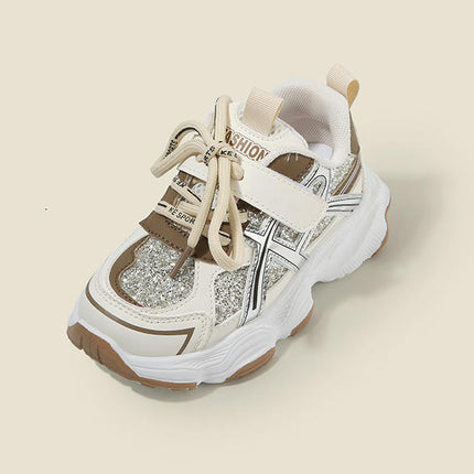 Kids Girls Running Shoes Faux Leather Fashion Cute Sequined Sneakers