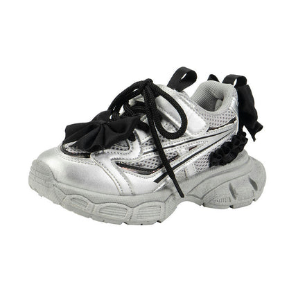 Toddler Breathable Sneakers for Girls Lightweight Faux Leather Sneakers Kids