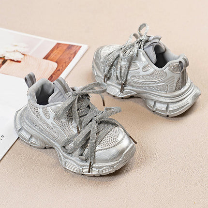 Kids Sneakers Casual Girls Sports Faux Leather Soft Soled Sneakers