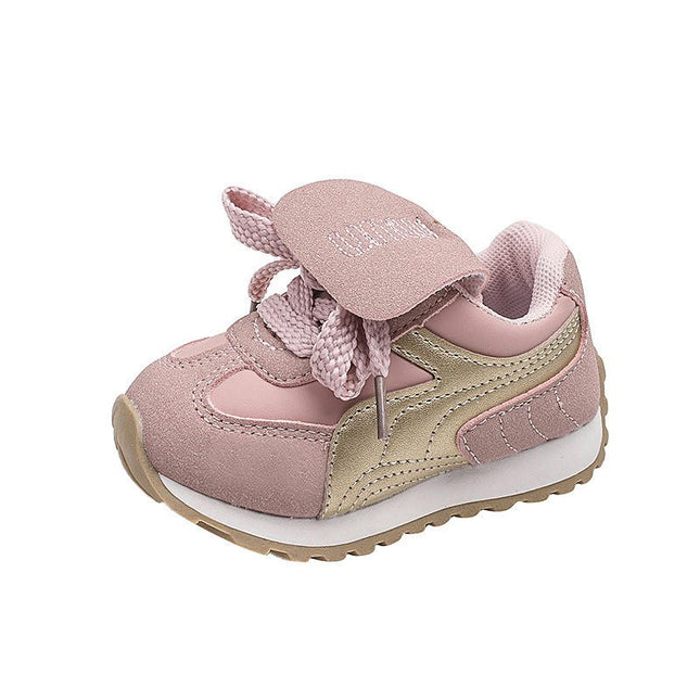 Girls Toddler Sneakers Non Slip Soft Bottom Faux Leather Fashion Walking Shoes