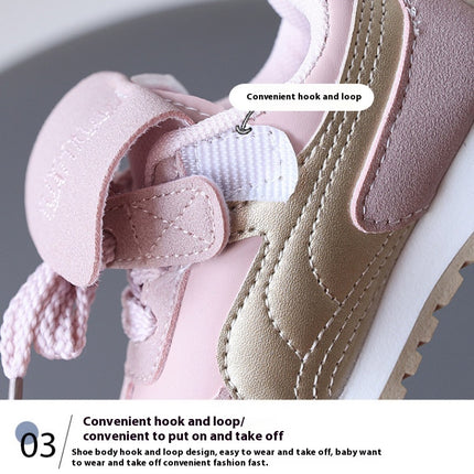 Girls Toddler Sneakers Non Slip Soft Bottom Faux Leather Fashion Walking Shoes