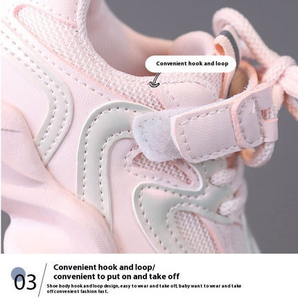 Kids Girls Fashion Platform Sneakers Breathable Mesh Sneakers