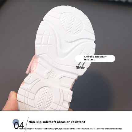 Kids Girls Sneakers Breathable Mesh Faux Leather Running Sneakers
