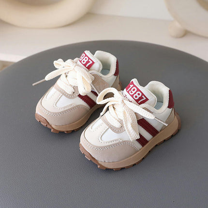 Girls Sneakers Lightweight Breathable Mesh Faux Leather Athletic Running Sneakers
