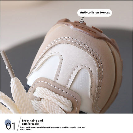 Girls Sneakers Lightweight Breathable Mesh Faux Leather Athletic Running Sneakers