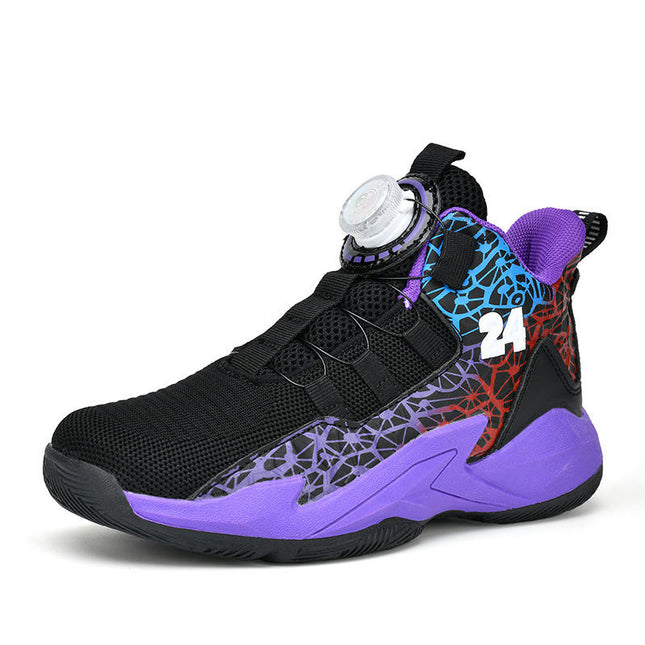 Boys Faux Leather Basketball Breathable Fashion Casual Sneakers