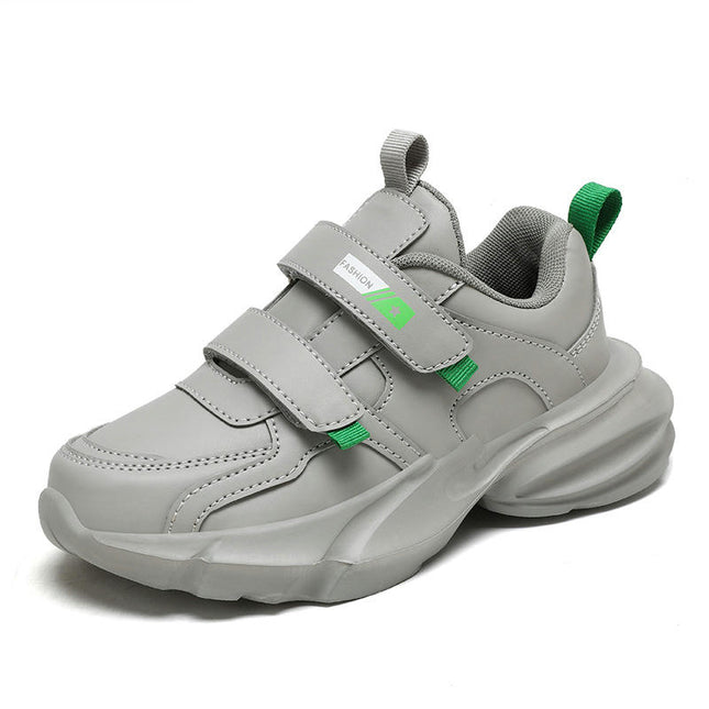 Boys Kids Running Lightweight Breathable Faux Leather Sneakers
