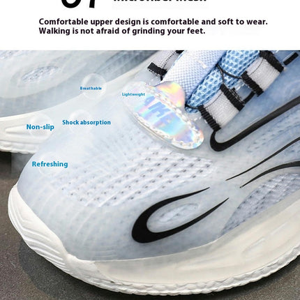 Boys Fashion Faux Leather Lightweight Cool Basketball Sneakers