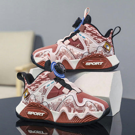 Boy Basketball Sneakers Faux Leather Anti Slip Lightweight Sneakers