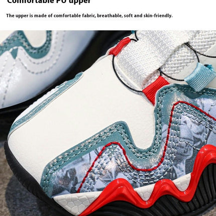 Boy Basketball Sneakers Faux Leather Anti Slip Lightweight Sneakers