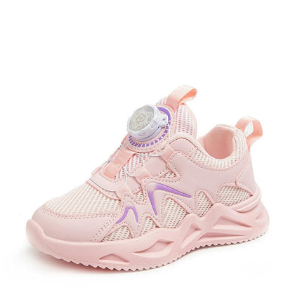 Boys Lightweight Breathable Faux Leather Non Slip Mesh Sneakers