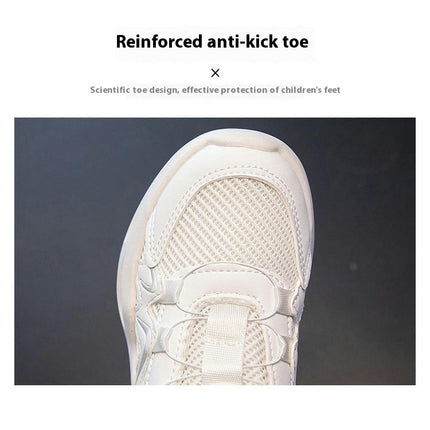 Boys Lightweight Breathable Faux Leather Non Slip Mesh Sneakers
