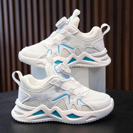 Boys Lightweight Breathable Faux Leather Non Slip Mesh Sneakers