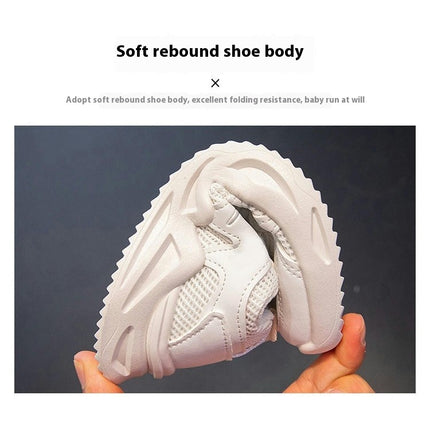 Boys Lightweight Breathable Faux Leather Non Slip Mesh Sneakers