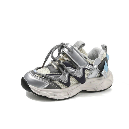 Boys Mesh Sneakers for Kids Non Slip Fashion Faux Leather Sneakers