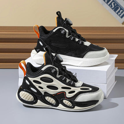 Kids Faux Leather Running Sneakers Lightweight Boys Sneakers