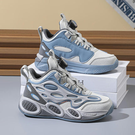 Kids Faux Leather Running Sneakers Lightweight Boys Sneakers