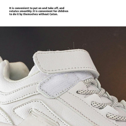 Boys Walking Sneakers Lightweight Breathable Faux Leather Sneakers