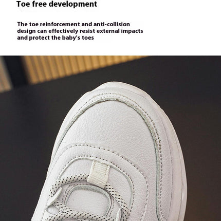 Boys Walking Sneakers Lightweight Breathable Faux Leather Sneakers